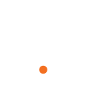 Alkas logo- hvidt med orange prik